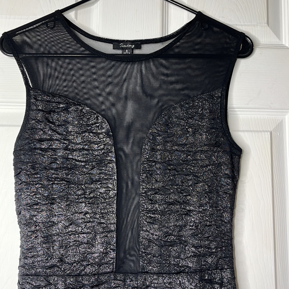 Timing sexy metallic black dress